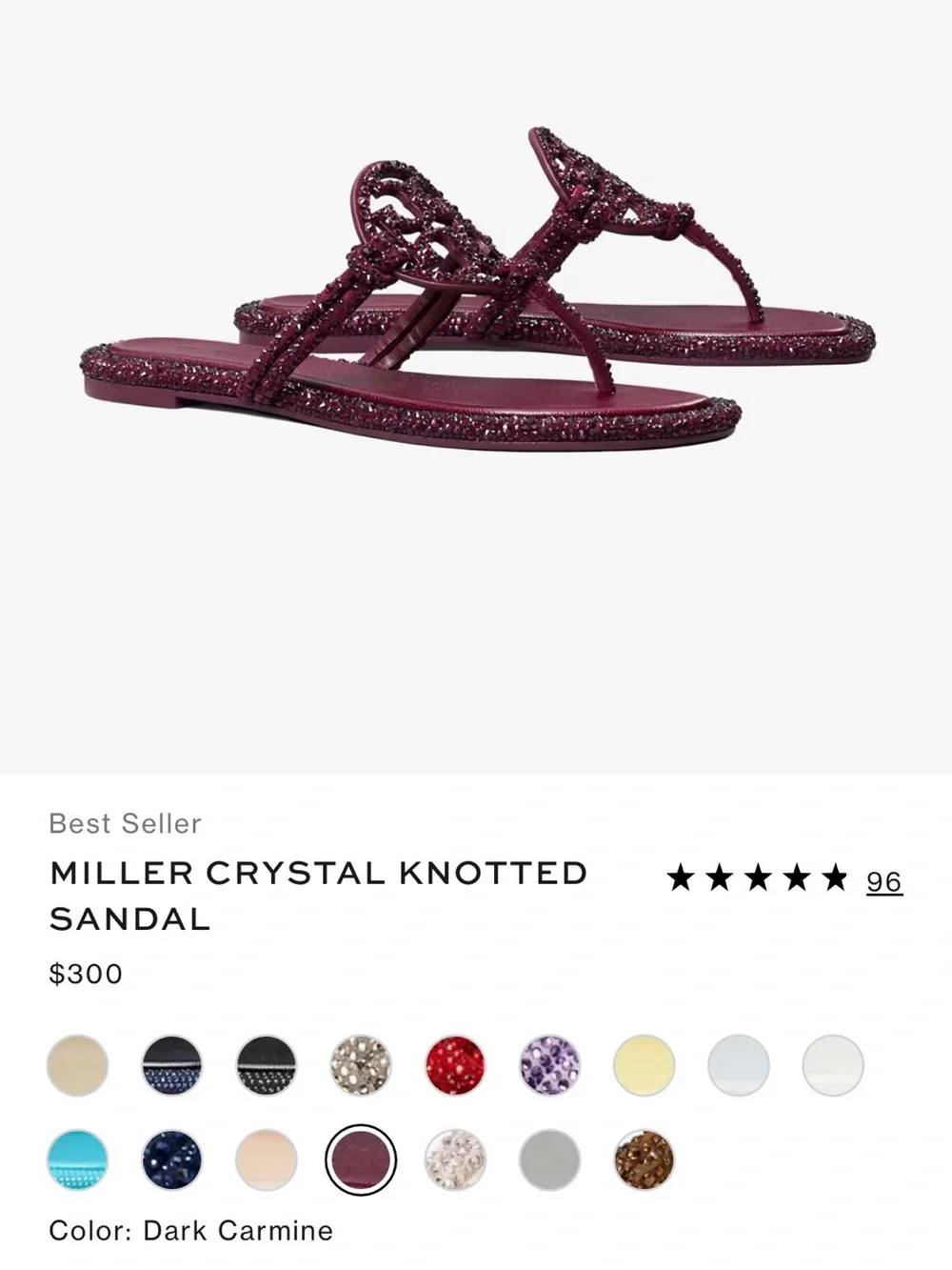 Tory Burch Miller Knotted Pave sandals dark carmine ( burgundy)
